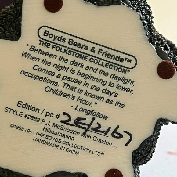 Boyds Bears Folkstone- PJ McSnoozin with Craxton…Hibearnation - Picture 2 of 2